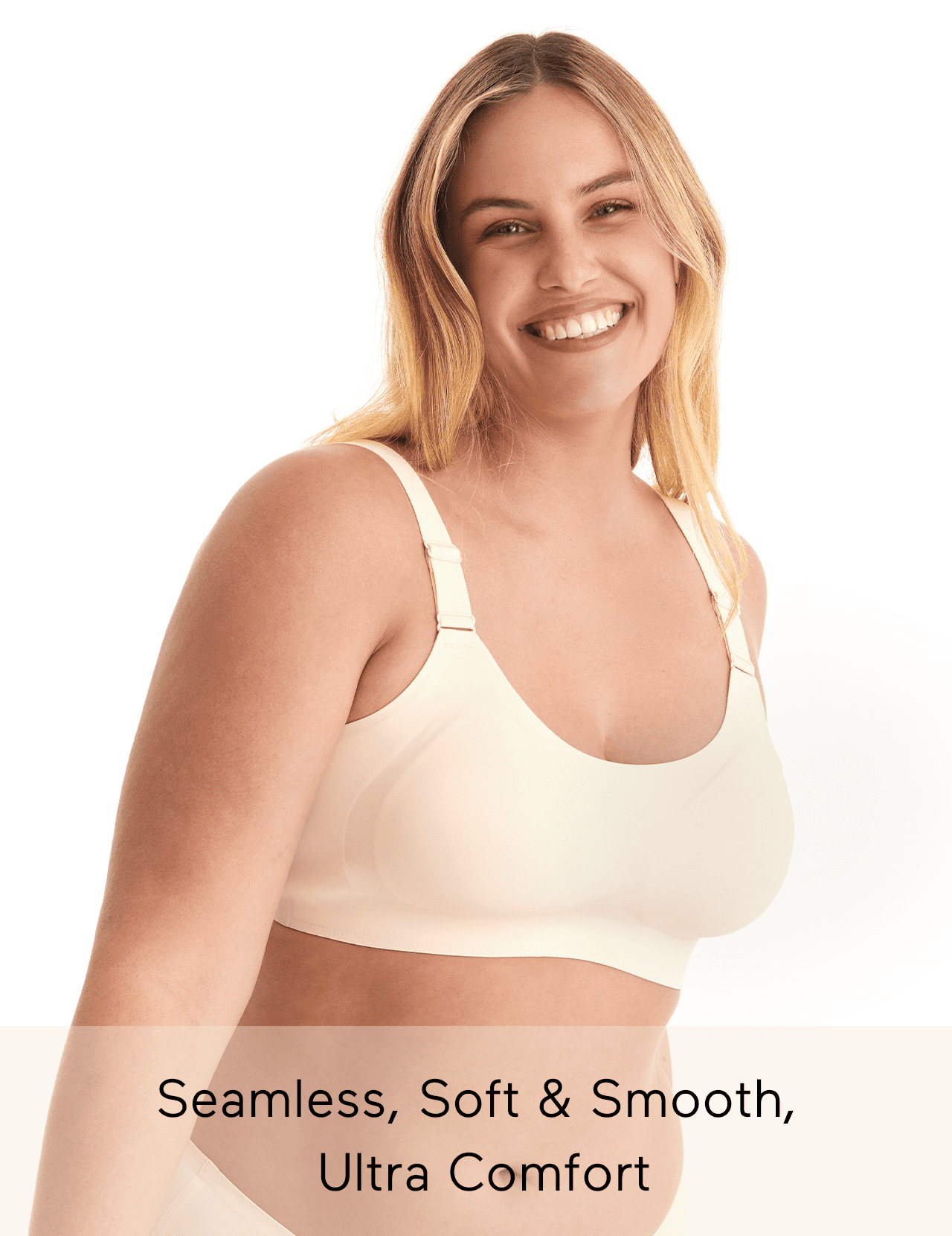 Momcozy Seamless Bra for Women, Wireless Invisible Support Bra, Comfortable Soft Adjustable, Beige
