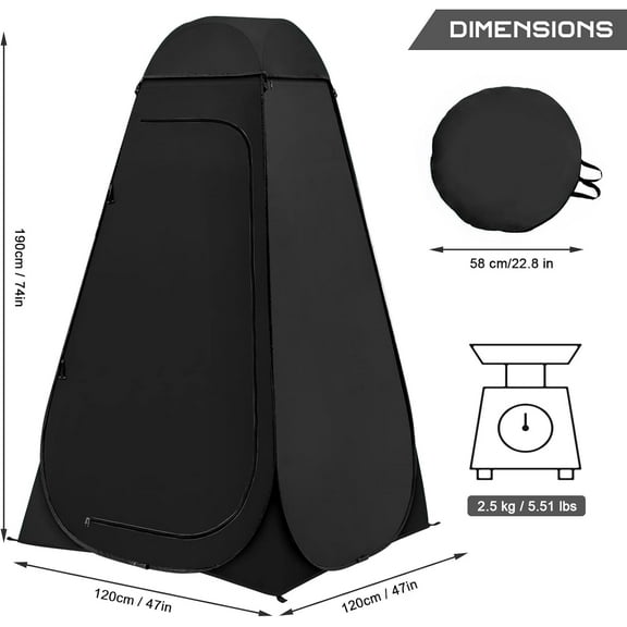 Pop Up Shower Tent - UPF 50  Waterproof Privacy Camping Changing Tent with Rain Shelter & Windows, 47.2" x 47.2" x 74.8"