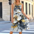 thumbnail image 2 of Alkepwun Casual Dresses for Women Floral Print Sleeveless Round Neck Waist-Defining Pleated Aline Maxi Tank Dress Summer Lightweight Breathable Loose Beach Sundress, 2 of 7