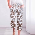 thumbnail image 2 of Pantalones Casuales de Mujer de Impresión Floral Cintura Elástica Suelta, Pantalones de Pierna Ancha Recta con Bolsillos, 2 of 6