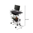 thumbnail image 5 of Stand Up Desk Store Mobile Rolling Adjustable Height Standing Workstation with Printer Shelf and Slideout Keyboard Tray (White Frame/Black Top, 30" Wide), 5 of 5