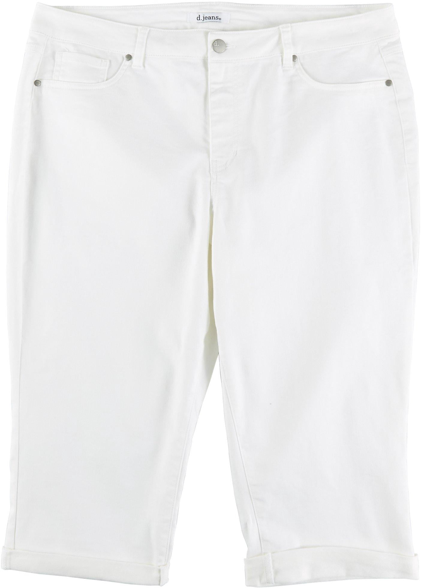 Roll Cuff Denim Capris 16W White 