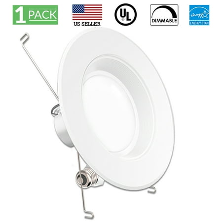 - Sunco Lighting 1 Pack 5 / 6 Inch Baffle Recessed Retrofit Kit LED Light Fixture, 13W (75W Replacement), 5000K Kelvin Daylight, 965 Lumen, Dimmable, Quick/Easy Can Install, Damp Area