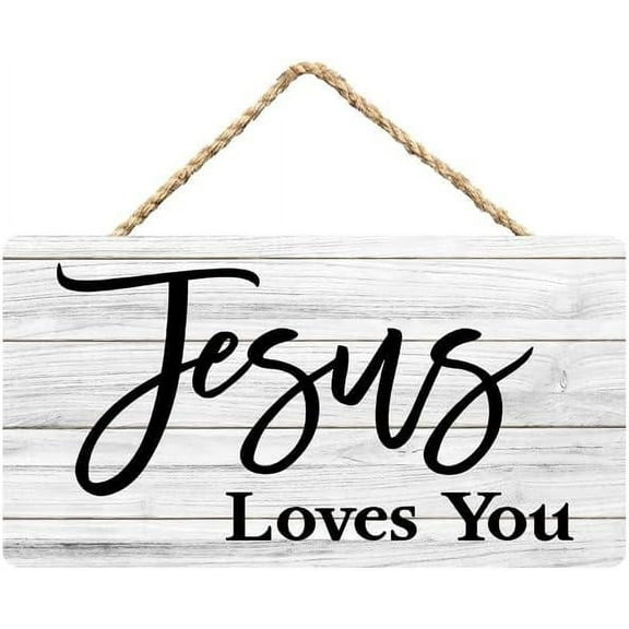 Rustic Wooden Sign Decor - Jesus Loves You 2 - Wood Plaque Home & Office Inspirational Gifts Hanging Wall Signs 6x12 IN