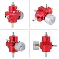Universal Aluminum Fuel Pressure Regulator Gauge & Hose Kit 0140 PSI Adjustable Red