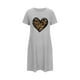thumbnail image 4 of Camisón corto de talla grande para mujer, camisón de manga corta con estampado de pecho a la moda, camisón para mujer, 4 of 5