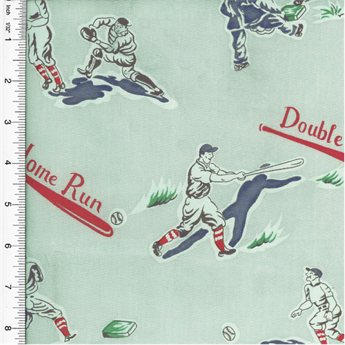 Designer Cotton Gray Multi Baseball Print Decorating Fabric, Fabric By