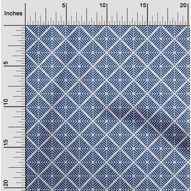 oneOone Polyester Lycra Navy Blue Fabric Diamond Geometric Craft Projects Decor Fabric Printed By The Yard 56 Inch Wide