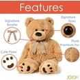 thumbnail image 4 of JOON Big Teddy Bear - Fluffy Faux Fur, Ribbon & Bow Signature Footprints- Huggable & Lovable Joy - Ideal Gift for Baby Showers, Loved Ones – Perfect Big Cuddly Plush Toy Companion, 28 Inches, Tan, 4 of 7