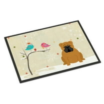Christmas Presents between Friends English Bulldog Red Door Mat