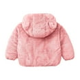 thumbnail image 3 of URMAGIC Toddler Baby Boys Girls Jacket Solid Color Plush Cute Ears Hoodie Thick Coat Kids Warm Fall Winter Clothes 2 Months- 5 Years, 3 of 3