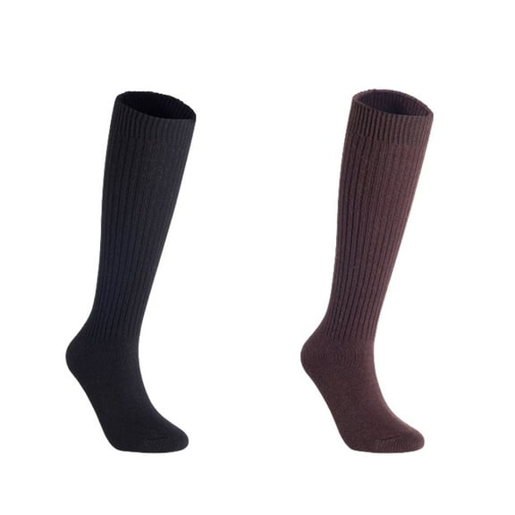 Lian LifeStyle Women's 2 Pairs Exceptional Knee High Wool Boot Socks FS05 Size 6-9 Black,Brown
