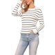 thumbnail image 4 of Suéter Casual INSPIRE CHIC para Mujer, de Rayas, Cuello Redondo, Diseño Hueco, Tendencia Otoño Invierno, Suéteres S Blanco, 4 of 5