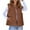 Coffee, variant on Sevevn Corduroy Cropped Puffer Vest for Women Lightweight Stand Collar Sleeveless Jackets Zip Up Clothes Fashion 2025