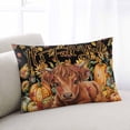 thumbnail image 2 of Thanksgiving Cattle Throw Pillow Cover 16 x 24 Inch Decorative Pillow Cover Fall Pumpkin Sunflower Maple Leaf Black Lumbar Pillowcase Seasonal Rectangle Cushion Case for Couch Sofa Bed Living Room, 2 of 7