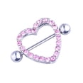 thumbnail image 1 of Anillo de pezón con diamantes de imitación en forma de amor de dos pisos, joyería para el cuerpo, perforación antialérgica (rosa S), 1 of 3