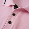 thumbnail image 4 of MIXUE Polo Shirts For Men Summer Solid Color Lapel Button Down Short Sleeve Slim Fit Casual Streetwear,Pink,L, 4 of 9