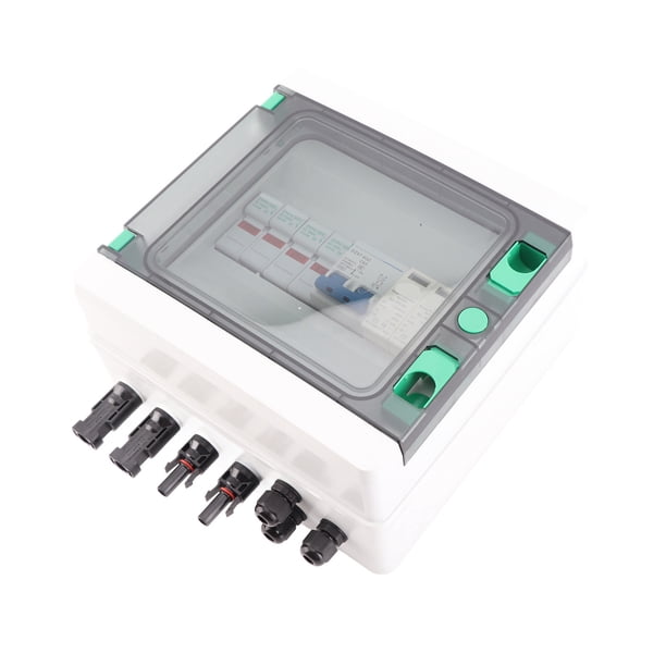 CAJA DE COMBINADOR Solar, Caja de Combinador de Energía Solar DC1000V Protección del rayo Retardante 2 EN 1 OUT PLÁSTICO PARA EXTERIERES