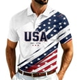 thumbnail image 4 of USA 2026 Soccer Cup Style Patriotic Polo Shirt for Men, Short Sleeve Quick-Dry Mesh Breathable Top with Stars & Stripes Graphic, Lightweight Sports Jersey, 1 PC Blue L, 4 of 5