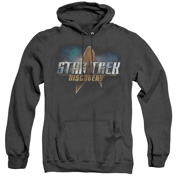 Star Trek Discovery Discovery Logo Adult Heather Hoodie Sweatshirt Black