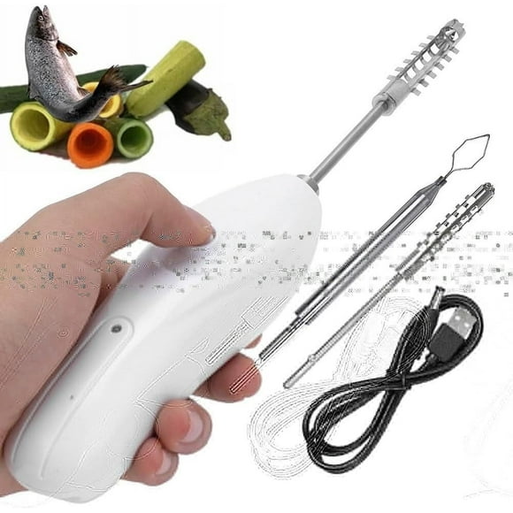 Portable Vegetable Corer Cordless Zucchini Corer, Electric Scraping Scale Machine Scale Scraper With 2 Cutter Heads, Stainless Steel Rechargeable Fruit Digging Corer