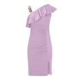 thumbnail image 5 of Off Shoulder Formal Dresses for Women, Women's Summer Sexy Sloping Shoulders Ruffle Sleeveless Sling Hip Wrap Slit Solid Slimming Dresses Off Shoulder Formal Dress Bodycon Dress Women, 5 of 6