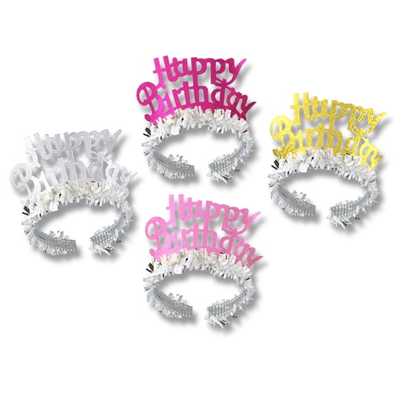Party Central Club Pack of 72 Silver Happy Birthday Fringed Tiara Party Accessories