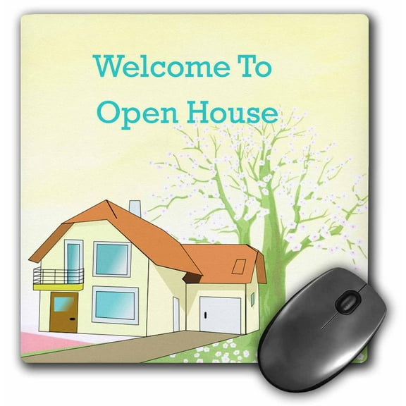 3dRose, Print of Realtors Open House With Tree and Sale Sign, MousePad