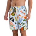 thumbnail image 2 of Kll Insects And Flowers Men'S Casual Summer Beach Shorts Hawaiian Shorts With Pockets-3x-Large, 2 of 9