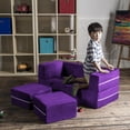 thumbnail image 4 of Jaxx Zipline Modular Kids Loveseat & Ottomans, Grape, 4 of 8