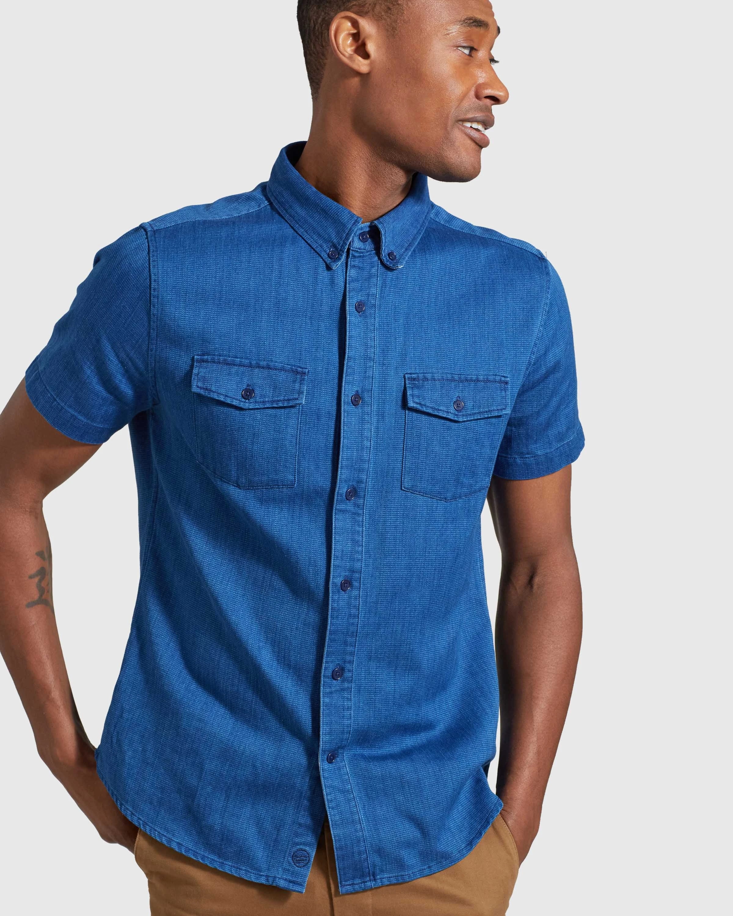 United By Blue INDIGO Dyed Button Down 
