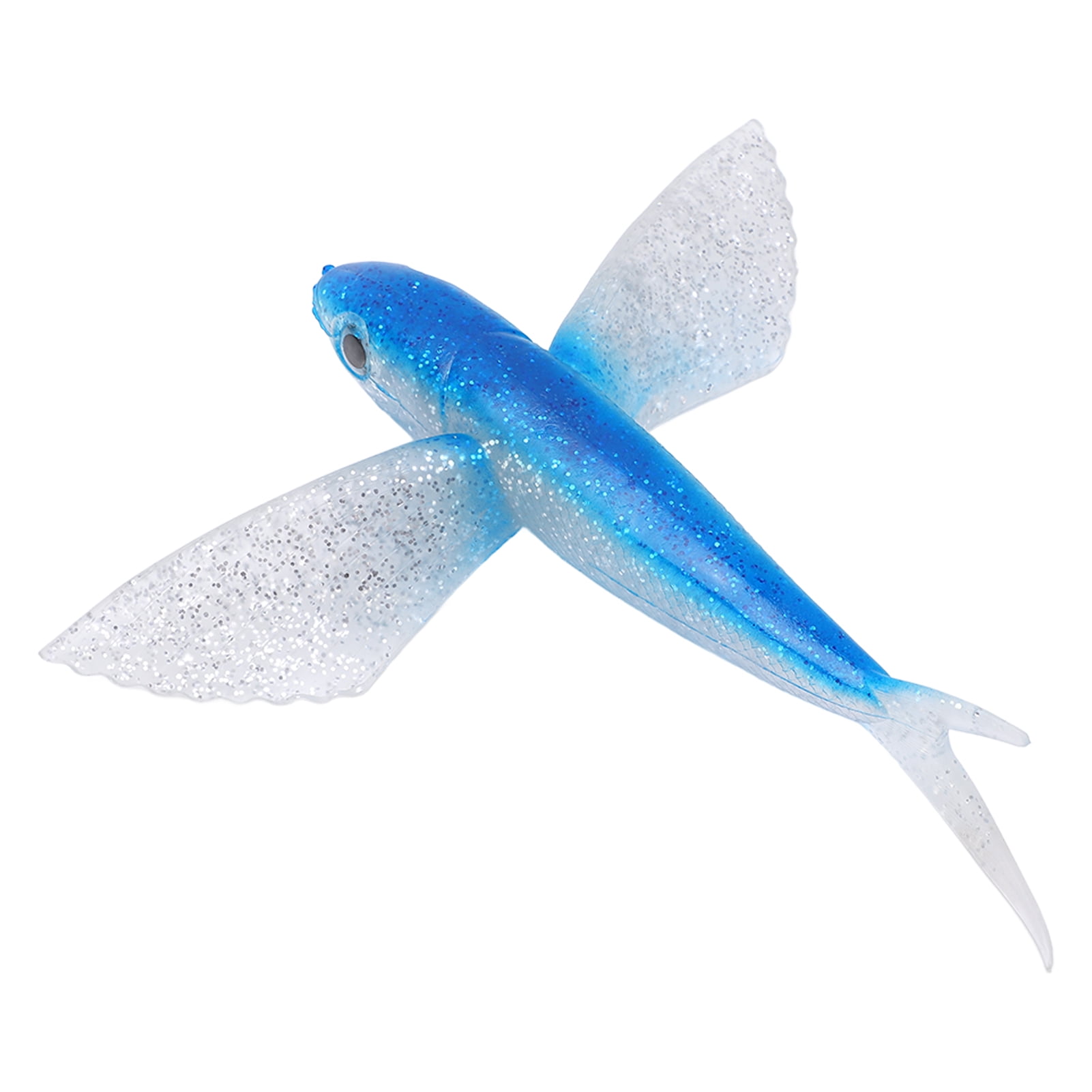 Flying Fish Soft Silicone Artificial Bait Lure Fishing Gear Accessories for Saltwater Trolling Off Shore Boat Fishing Rig, Blue Finish, 9.06 x 8.27 in / 23 x 21 cm