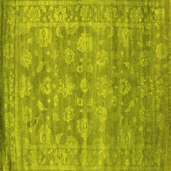 Ahgly Company Machine Washable Indoor Square Persian Yellow Bohemian Area Rugs, 6' Square