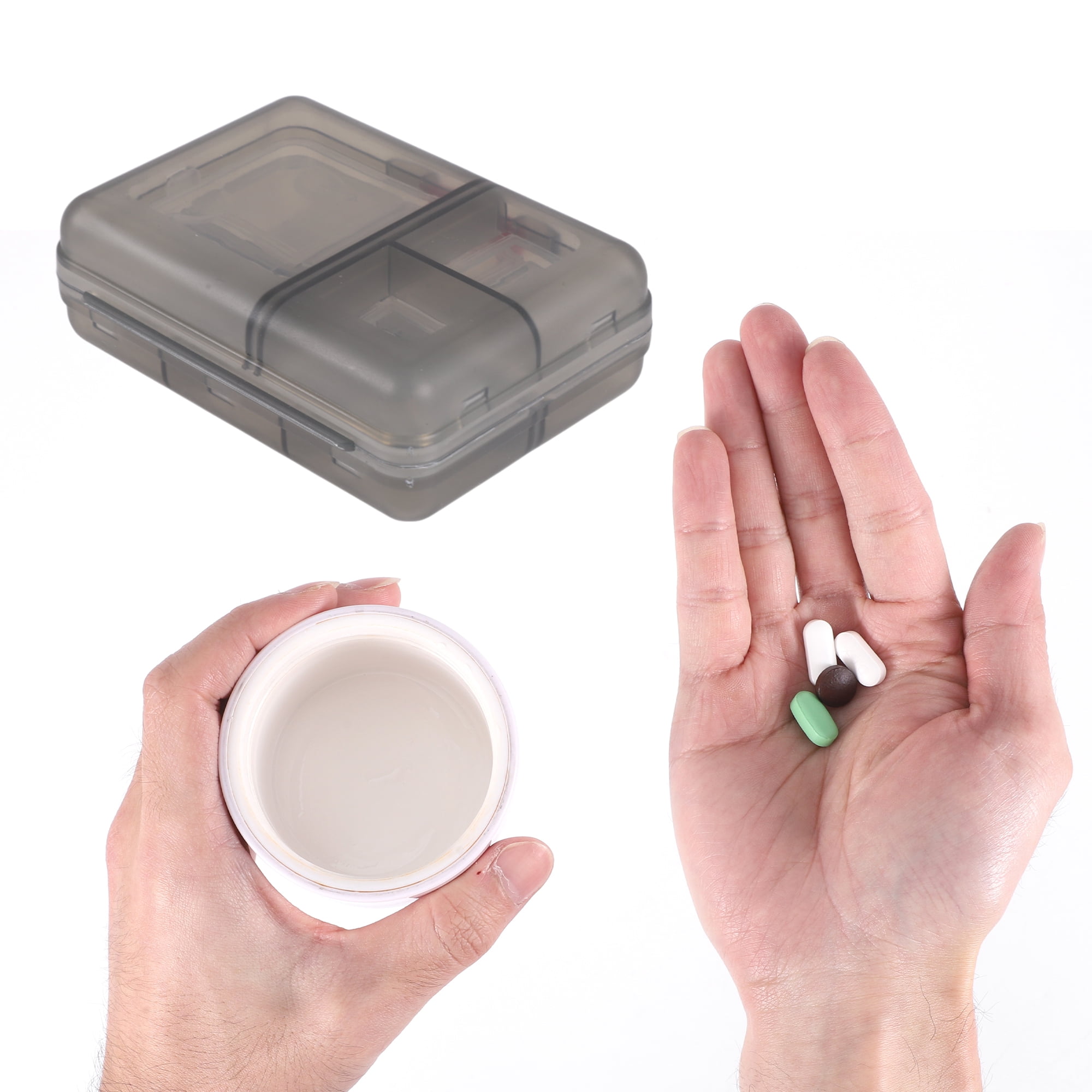 Unique Bargains 9 Grids Double Layer Pill Case for Travel 1 Pc Gray