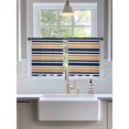 thumbnail image 3 of Sheer Curtains 54 Inch Length 2 Panels Set for Kitchen, Orange Navy Blue Striped Semi Sheer Curtains for Windows, Gradient Horizontal Lines Voile Window Treatments Rod Pocket Curtain, 3 of 7