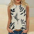thumbnail image 2 of JTZGDY Cute Summer Tops for Women Dressy Casual Boho Floral Printed Sleeveless Round Neck Graphic T-Shirts Trendy Workout Cami Tanks Beige L, 2 of 4