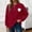 A541 Wine, variant on Sweatshirt for Women Minimalist Heart Graphic Crewneck Long Sleeve Ribbed Cuffs Loose Fit Pullover Classic Novelty Jumper Top for Couples and Holiday Gifts