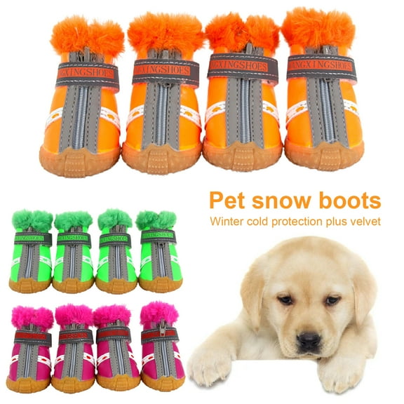 Dengjunhu 4Pcs Puppy Shoes Fastener Tape Keep Warmth Portable Pet Sneaker Boots for Small Dogs