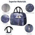 thumbnail image 2 of Insulated Lunch Bag for Women, Floral Print Oxford Fabric Lunch Box, Leakproof Thermal Cooler Tote for Work, School & Picnic, Turquoise Marble Pattern, 2 of 5