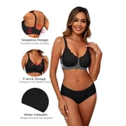 MINTREUS Womens Seamless Bras No Underwire Scalloped Push Up Bras Soft Wireless Comfort Bralettes Full Coverage