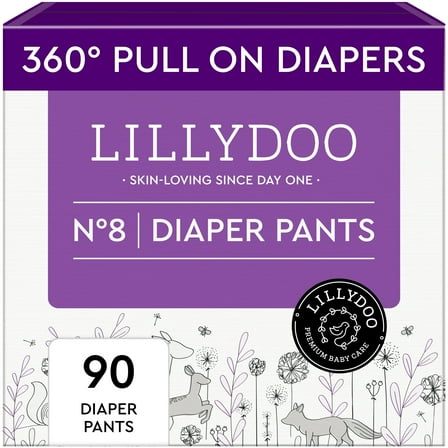 LILLYDOO Diaper Pants Skinfriendly Size 8 (42  lbs), 90 Count (Select for More Options)