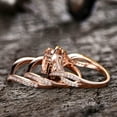 thumbnail image 4 of 3pcs 5.25 Carat 11x8mm Pear Cut Morganite Ifinity Diamond Moissanite Bridal Ring Set 10k Rose Gold, 4 of 6