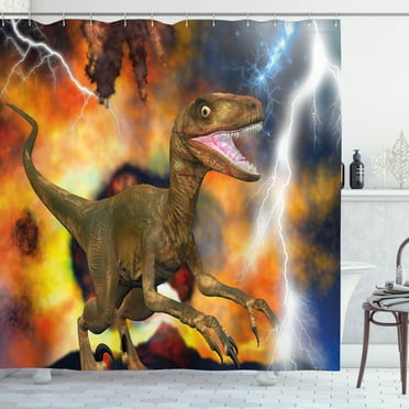 Ambesonne Dinosaur Shower Curtain, Animal Themed Design, 69"Wx84"L, Multicolor