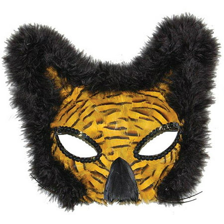 Feather Gold Lion Mask Adult Halloween Accessory