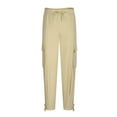 thumbnail image 4 of Tdoqot Mens Pants Wide Leg Linen Baggy Casual Chinos Pants Men Khaki Size M, 4 of 6