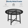 thumbnail image 3 of 31.5" Round Dining Table Seats 2-4, Wood Top Metal Frame, Space Saving Kitchen Table, Chairs Not Included, 3 of 7