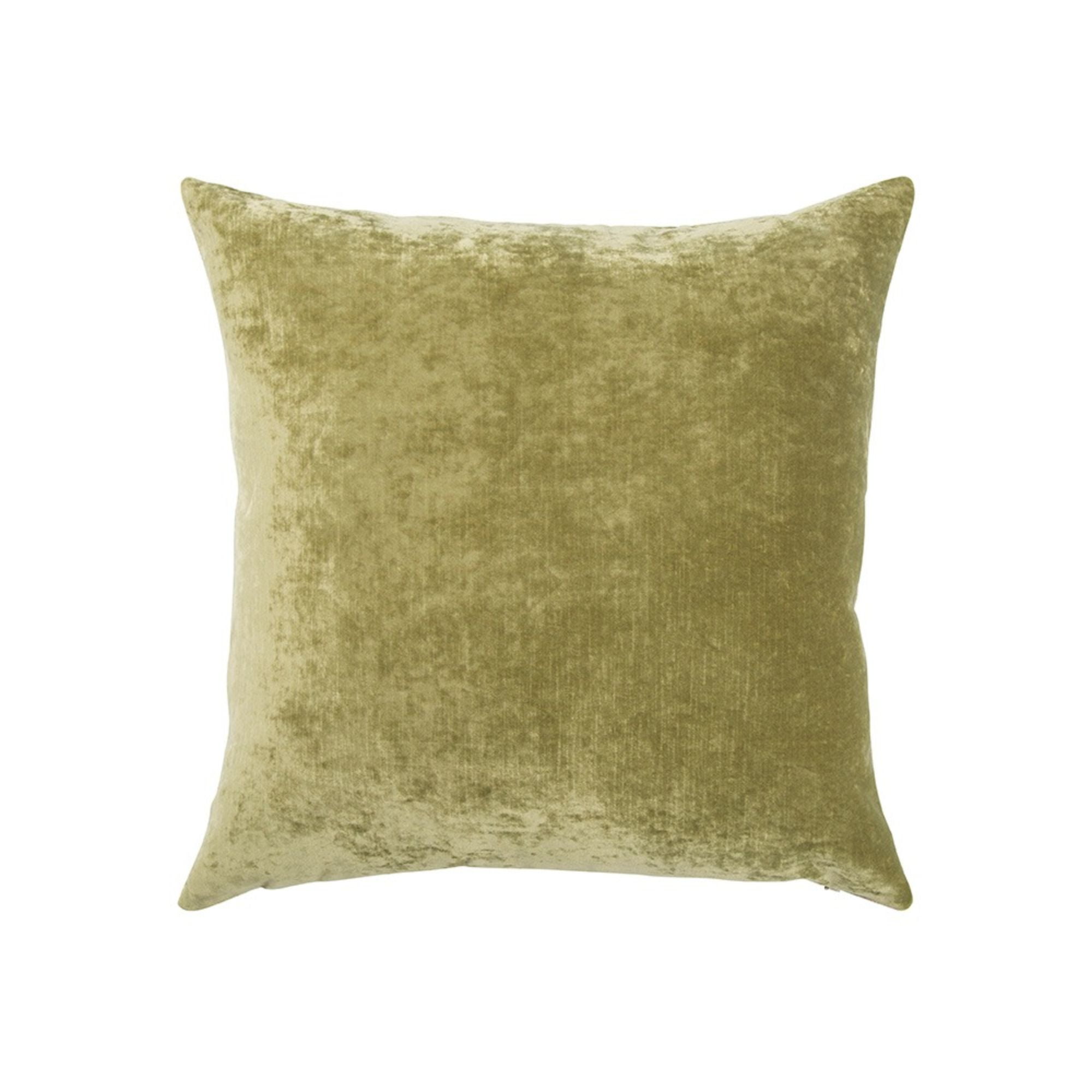 20" Olive Green and Beige Solid Square Throw Pillow