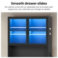 thumbnail image 4 of File Cabinet with Power Outlets and LED Lights, Vertical Filing Cabinet with 2 Lockable Drawers, Large Cabinet with Glass Doors for Office, Black, 4 of 8