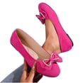 thumbnail image 4 of Women's Casual Loafers Flats, Soft Sole Comfortable Shoes, Metallic Bow Accent, Cushioned Insole, Slip-On Design, Indoor Outdoor Wear, Everyday Office and Leisure Shoes Hot Pink G, 4 of 9