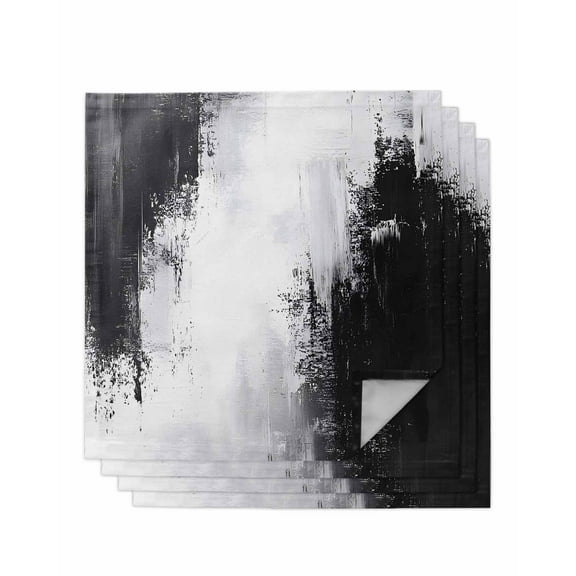 Hokiten Kitchen Dinner Napkins Set of 4 Black Gray White Cloth Napkins Reusable Washable Table Napkins for Weddings Cocktail Parties Holiday Table Decor 20x20 Inch